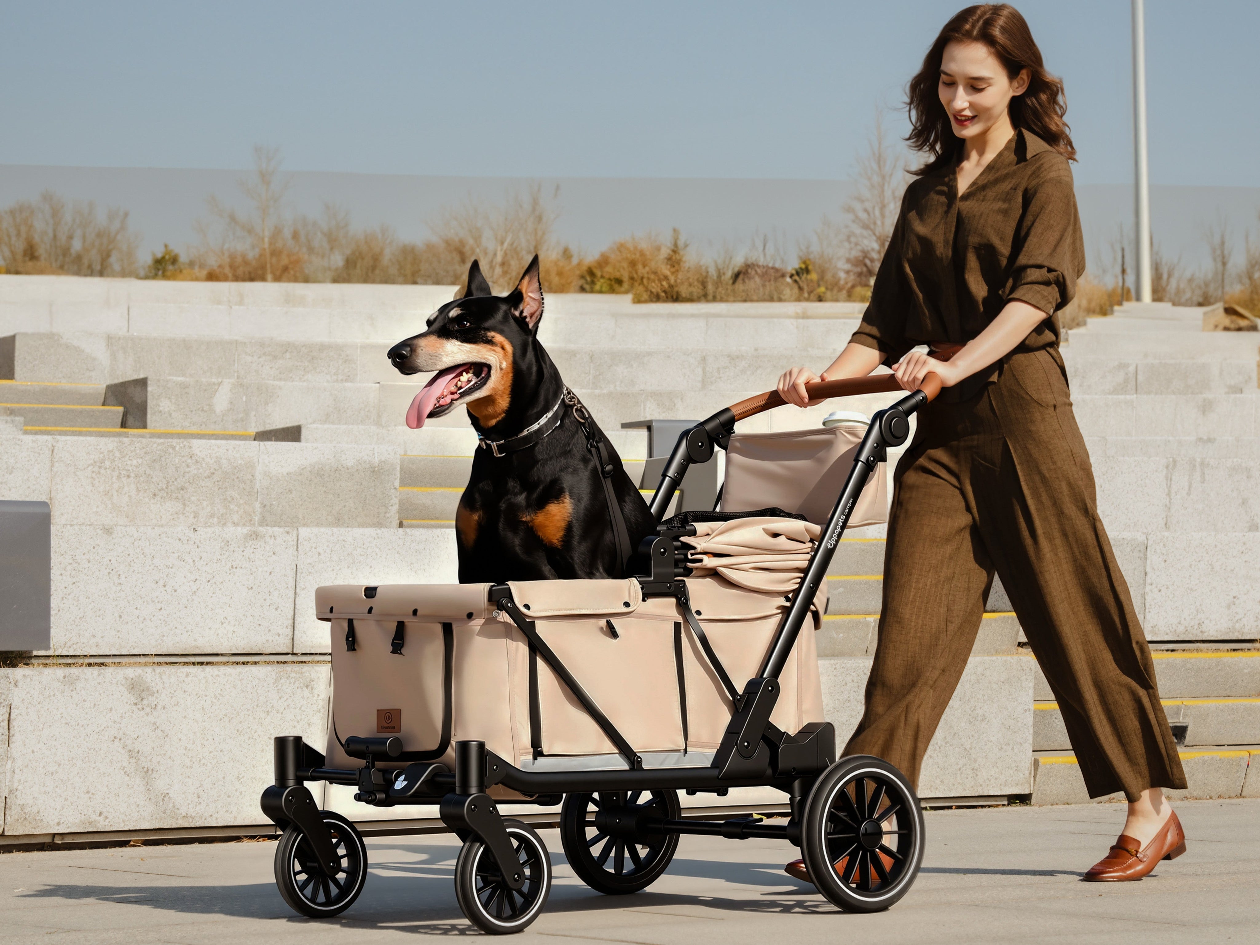 Camper Large Pet Stroller - Beige