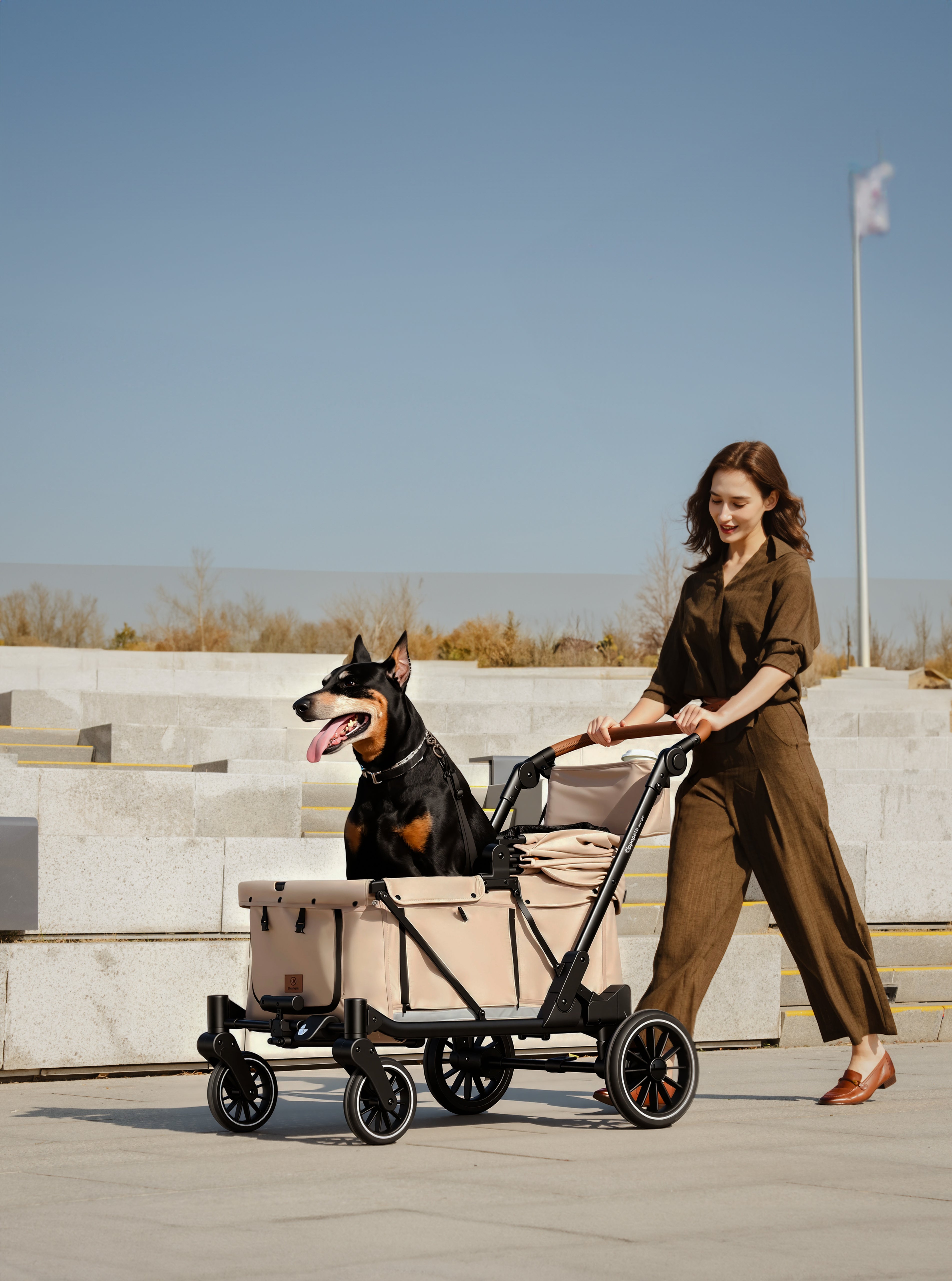 Camper Large Pet Stroller - Beige